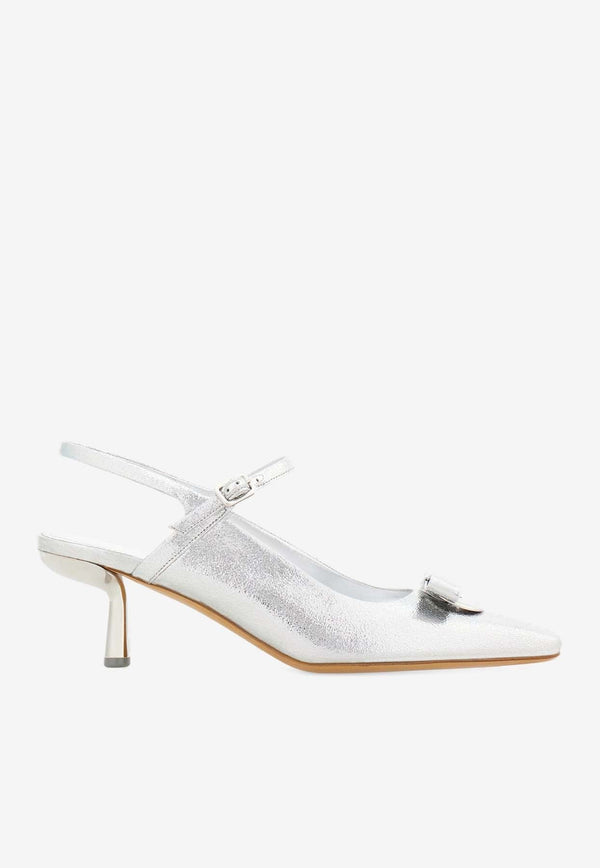 Ophelia 55 Drop Bow Metallic Leather Sandals