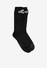 Flower Crystal Knit Socks