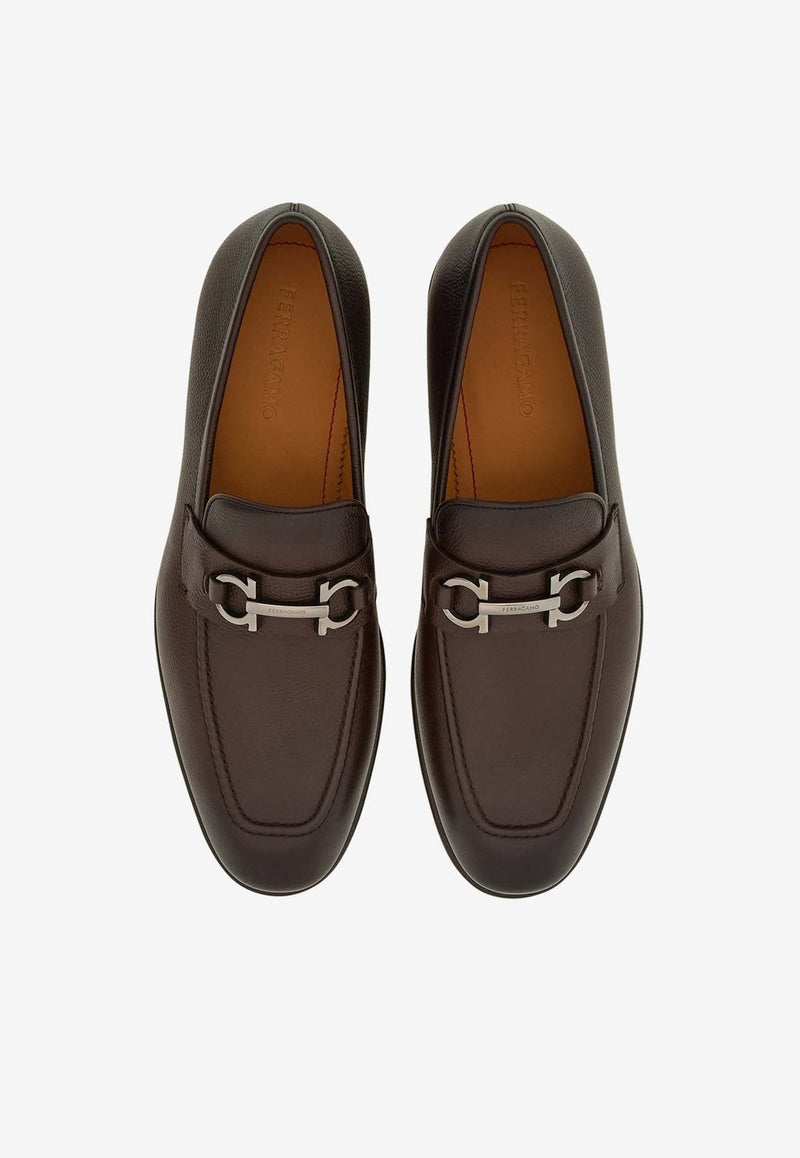 Foster Gancini Loafers in Hammered Leather