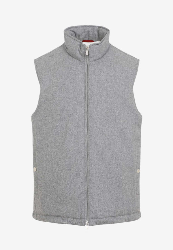 Padded Wool Zip-Up Vest