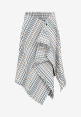 Checked Midi Wrap Skirt