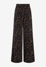 Abstract-Pattern Wide-Leg Pants