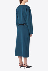 Wool-Blend Midi Dress with Belt