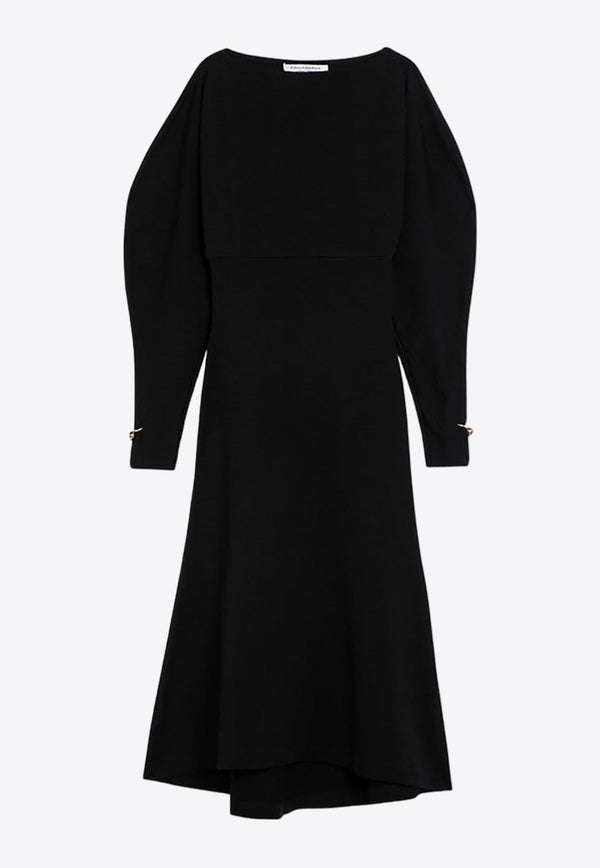 Voluminous-Sleeved Midi Dress