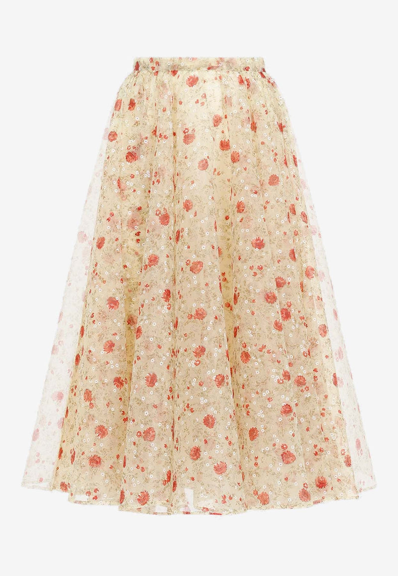 Floral Print Midi Skirt