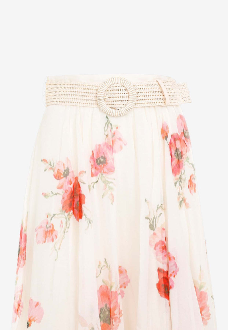 Lightburst Belted Floral Maxi Skirt