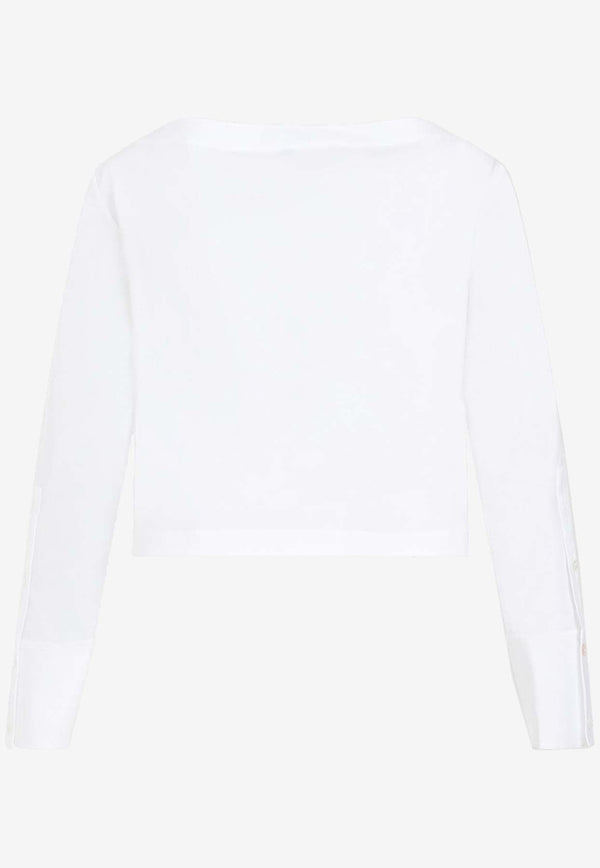 Long-Sleeved Boat-Neck Top