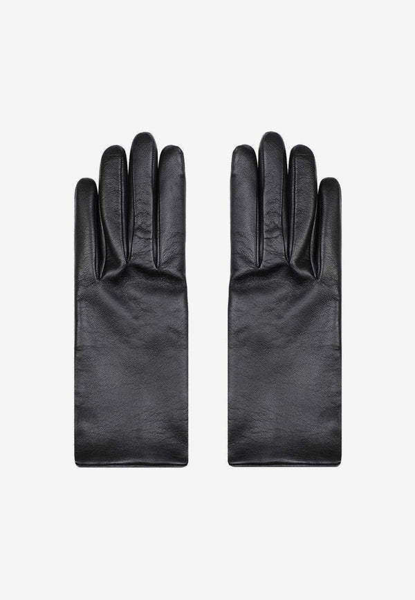 Logo-Plaque Leather Gloves