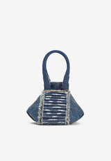 XS D-Vina Distressed Denim Top Handle Bag