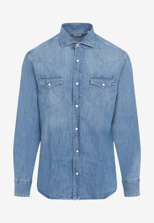 Long-Sleeved Denim Shirt