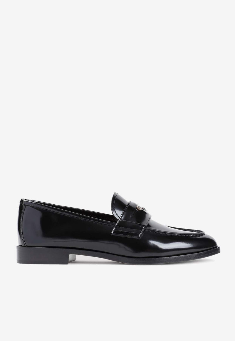 Logo Brushed Leather Loafers