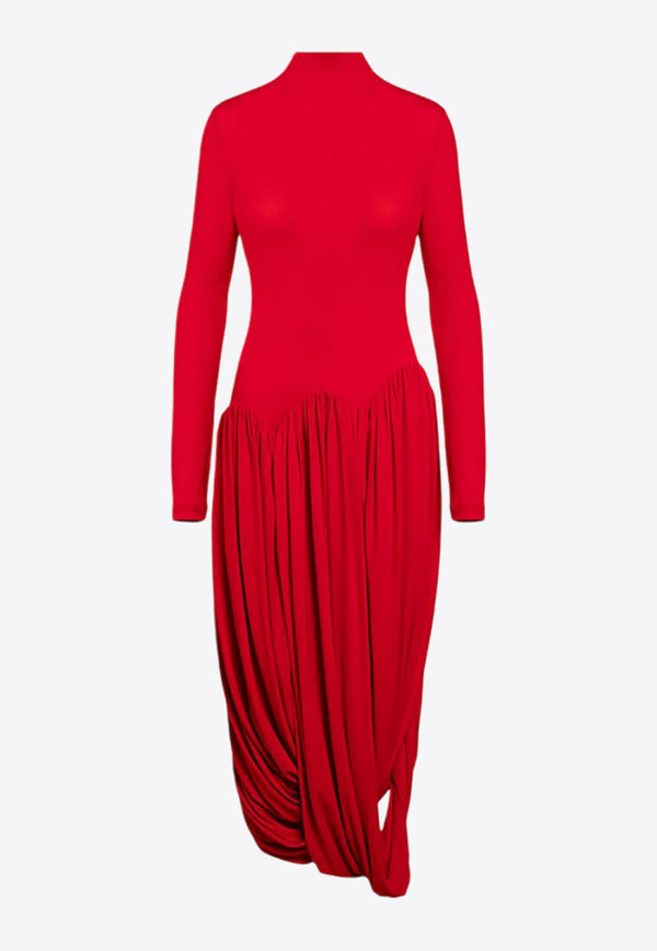 Turtleneck Tulip-Skirt Maxi Dress