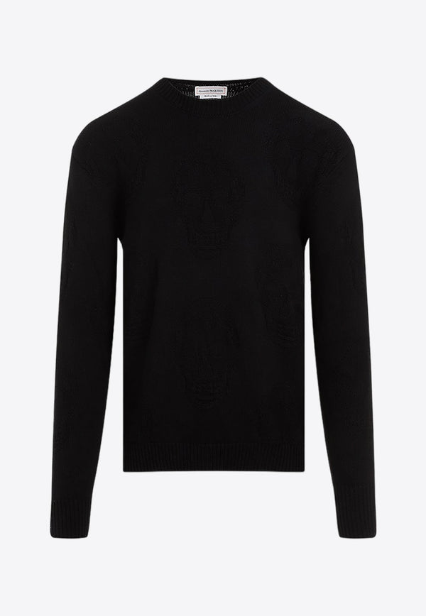 Skull Textured Crewneck Sweater