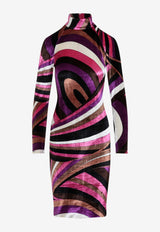 Iride Print Velvet Dress