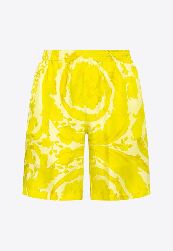 Barocco Print Silk Shorts