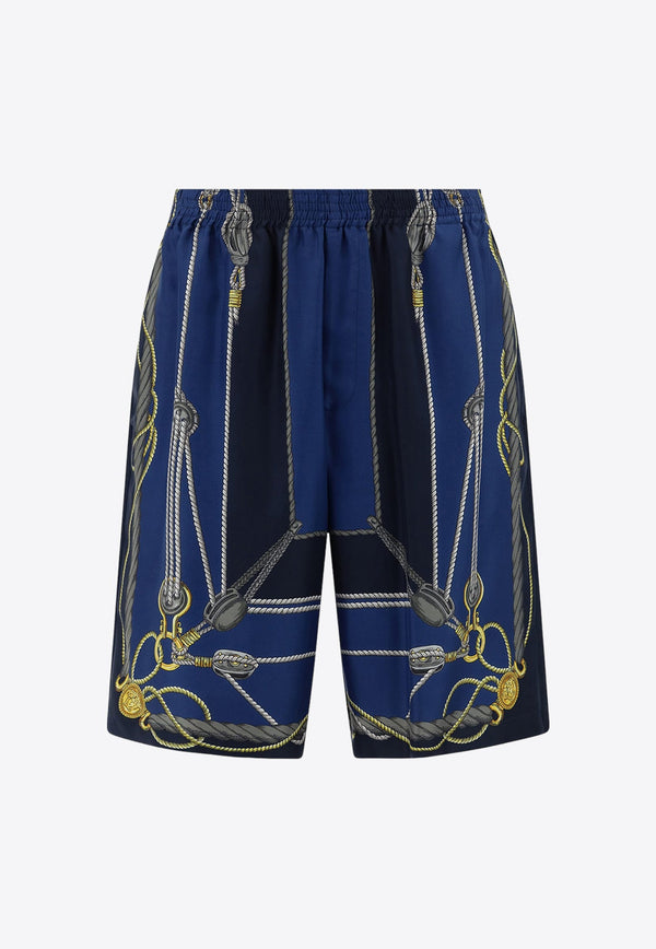 Knot Print Silk Shorts