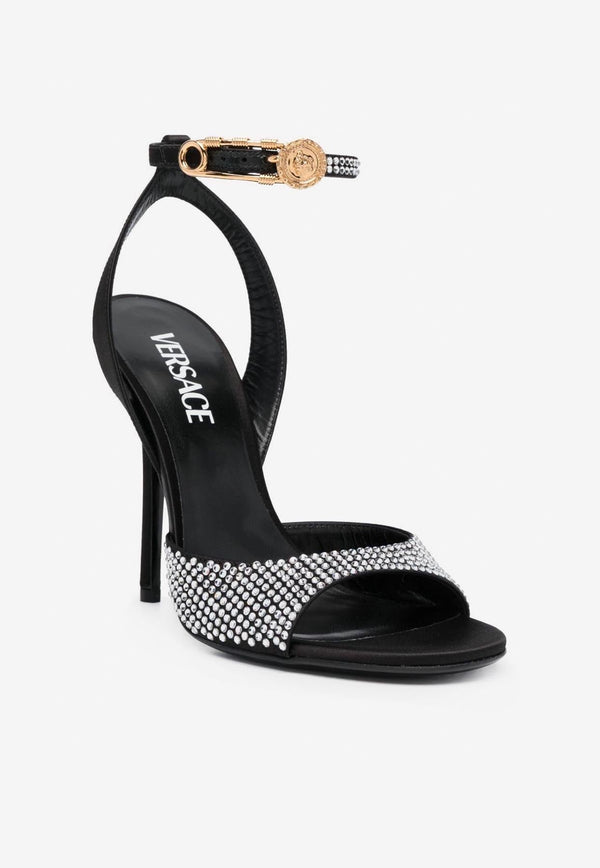 Safety Pin 110 Studded Satin Sandals