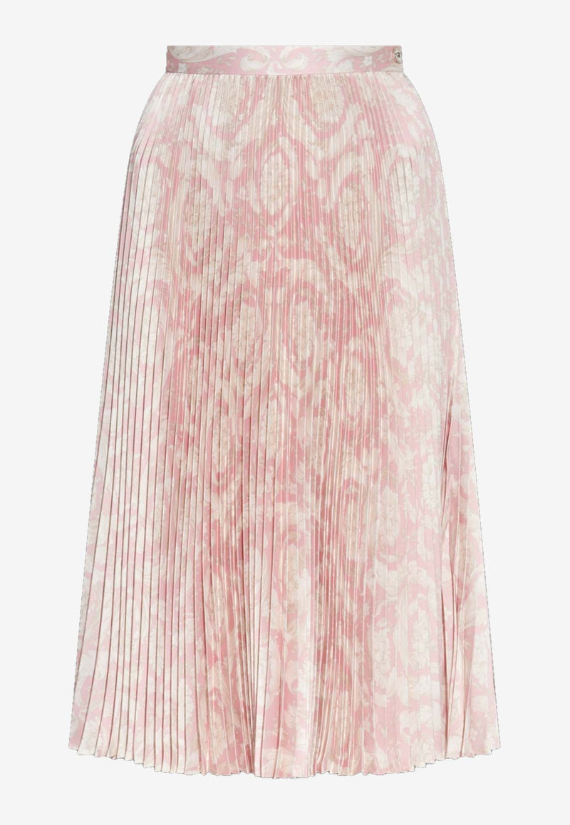 Barocco Print Plisse Midi Skirt