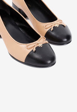 Bow-Applique Leather Ballet Flats