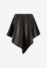 Asymmetric Mini Leather Skirt