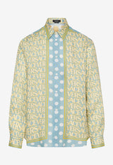 All-Over Logo Long-Sleeved Linen Shirt