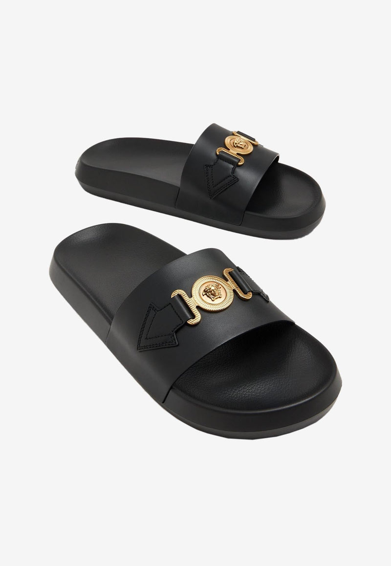 Medusa Biggie Leather Slides