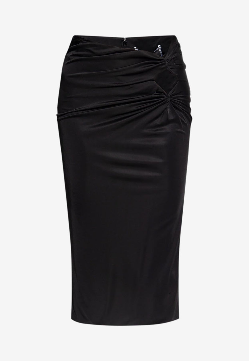 Cut-Out Knot Detail Midi Skirt