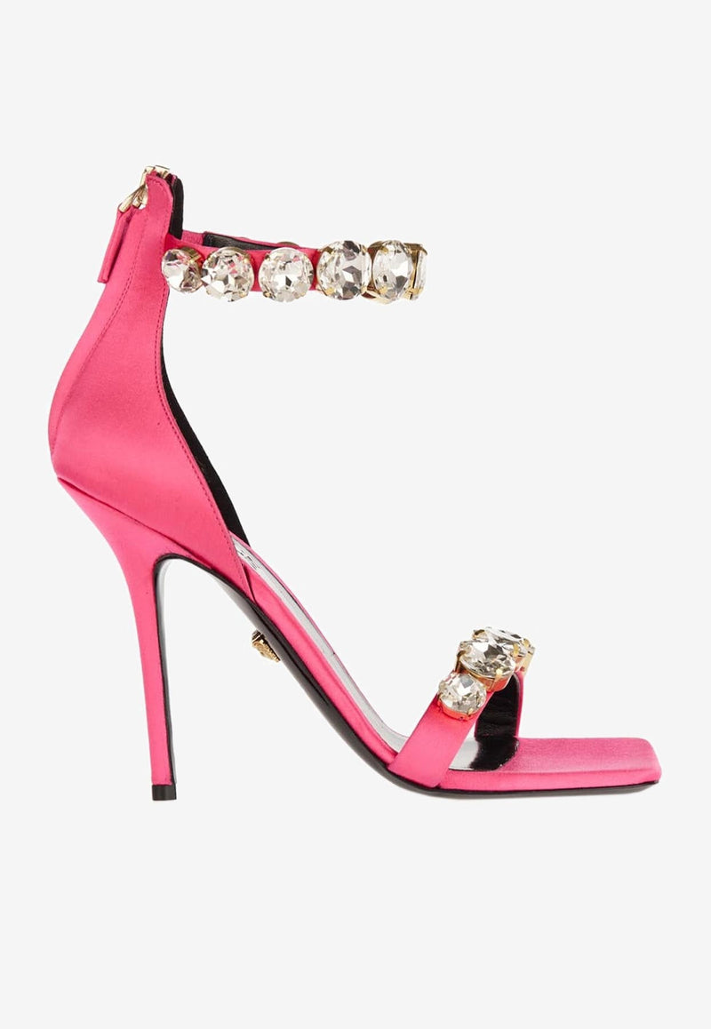 85 Crystal-Embellished Satin Sandals