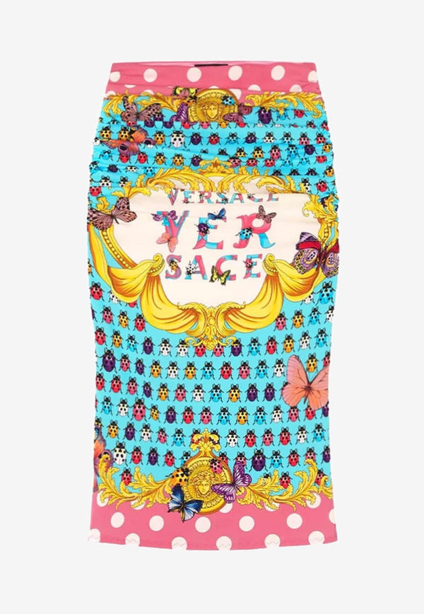 Butterflies Print Midi Skirt