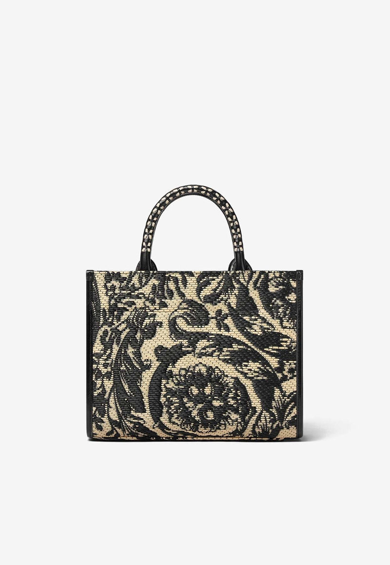 Small Barocco Athena Raffia Tote Bag