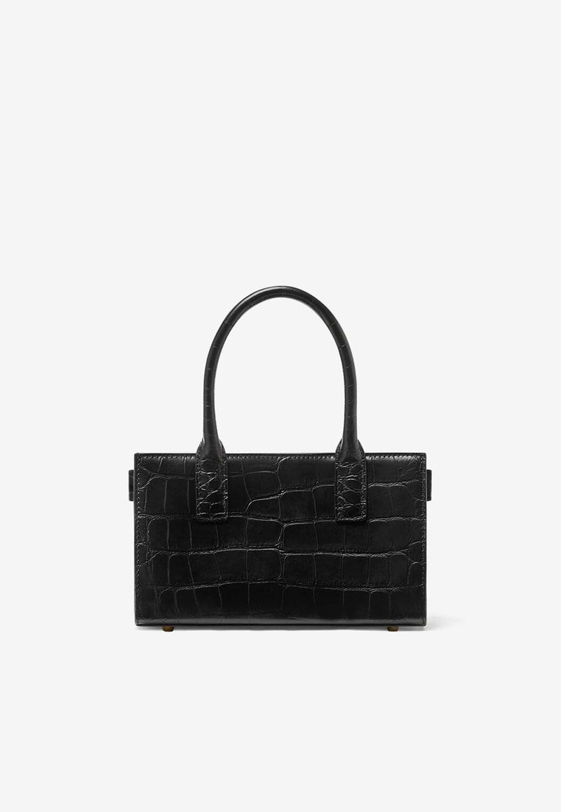 Small Medusa '95 Croc-Embossed Leather Top Handle Bag