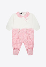 Baby Girls Baroque-Print Paneled Onesie