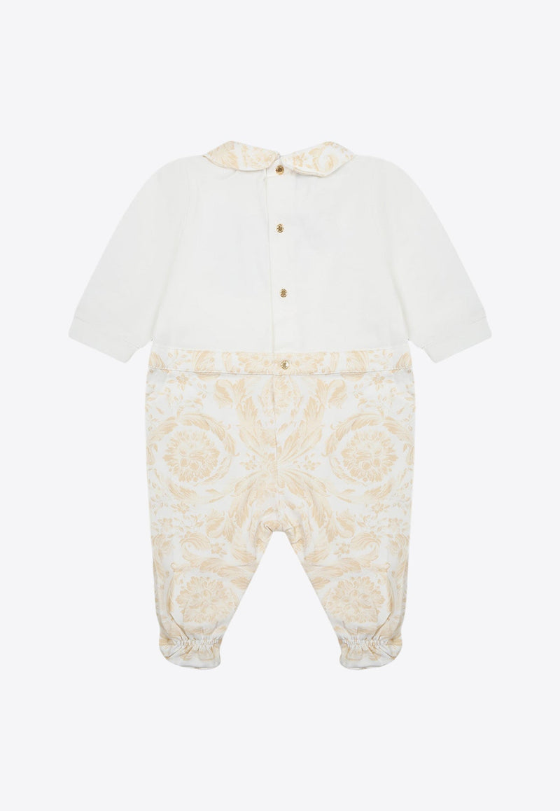 Baby Girls Baroque-Print Paneled Onesie