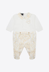 Baby Girls Baroque-Print Paneled Onesie