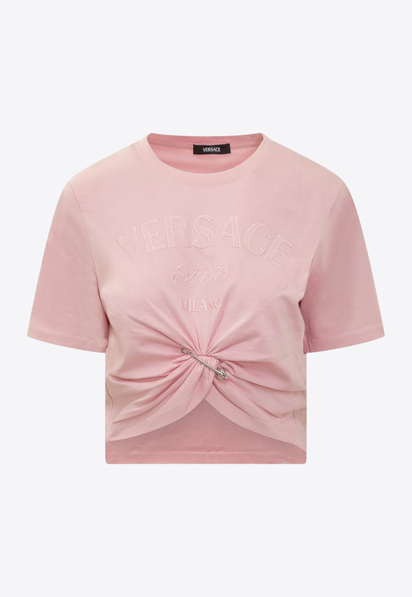 Logo Embroidered Cropped T-shirt