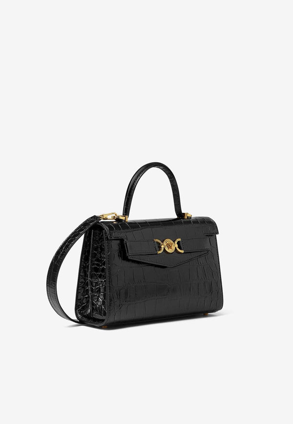 Medium Medusa '95 Croc-Embossed Leather Top Handle Bag