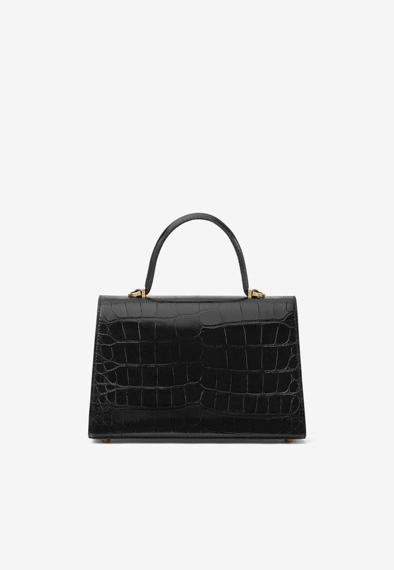 Medium Medusa '95 Croc-Embossed Leather Top Handle Bag