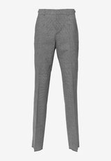 Tapered Houndstooth Wool Tailored Pants