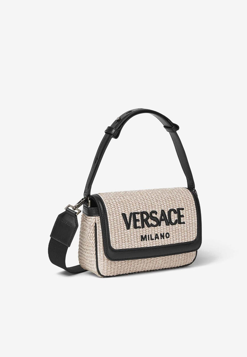 Versace Milano Woven Raffia Shoulder Bag