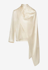 Cape-Effect Silk Blouse