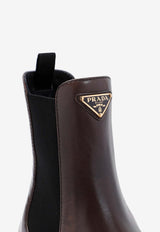 Triangle Logo Leather Chelsea Boots