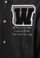 Logo Applique Leather Varsity Jacket