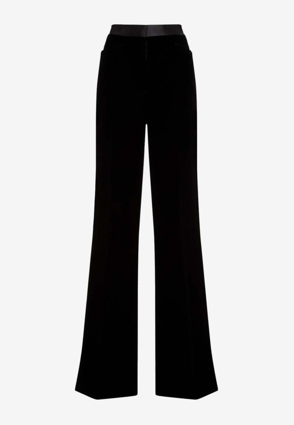 Velvet Boot-Cut Pants