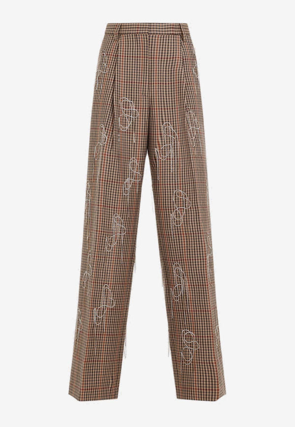 Porter Crystal Embellished Check Pants