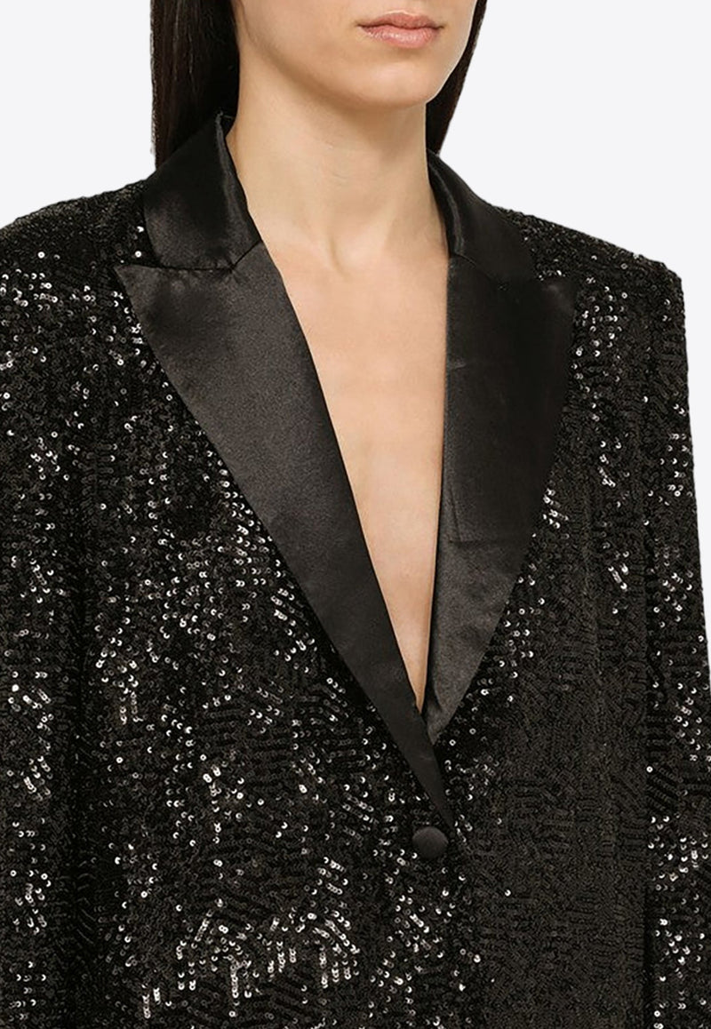 Sequined Single-Breasted Blazer