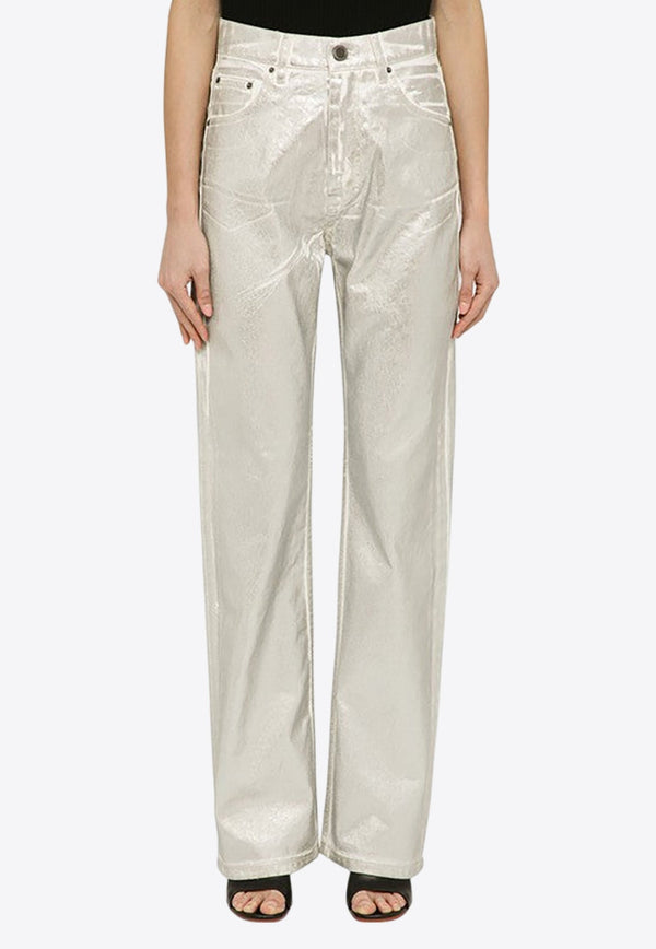 Straight-Leg Metallic Pants