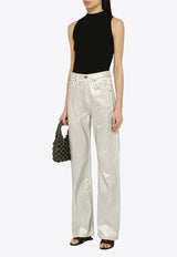 Straight-Leg Metallic Pants