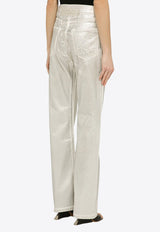 Straight-Leg Metallic Pants