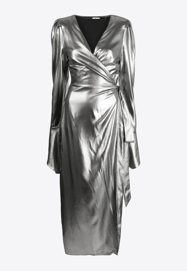 Metallic Midi Wrap Dress