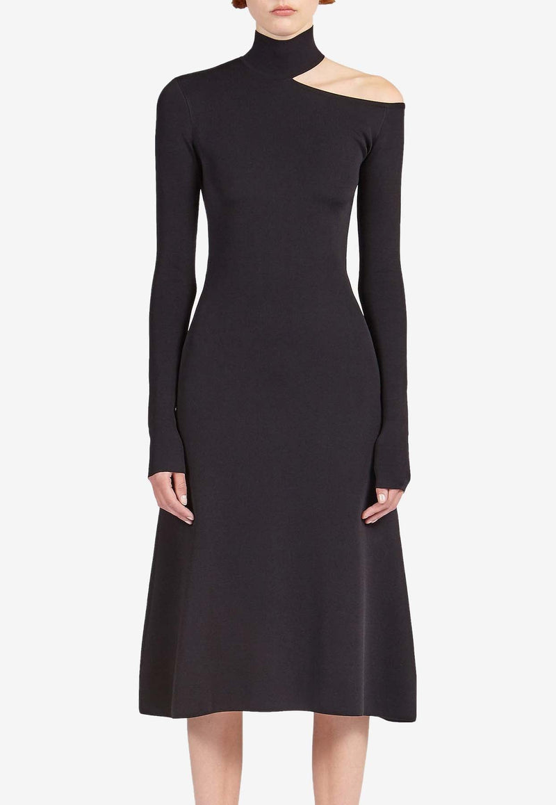 High-Neck Cut-Out Midi Dress